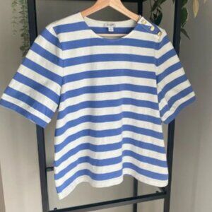 J. Crew Striped Tee with Shoulder Buttons